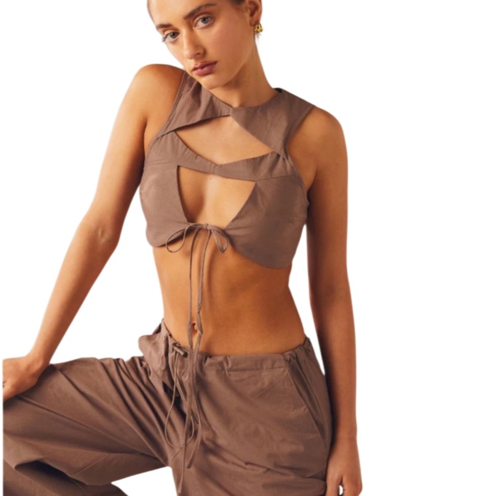 Peppermayo Stonewood Tie Crop Top